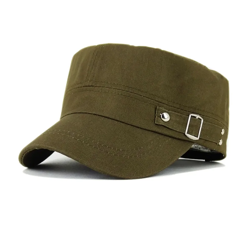 Black rebel Classic Vintage Flat Top Mens Washed Caps And Hat Adjustable Fitted Thicker Cap