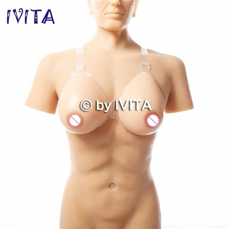 IVITA 2000g 1 Pair Crossdress Drag Queen Silicone Breast Forms Transvestite Prosthesis Boobs
