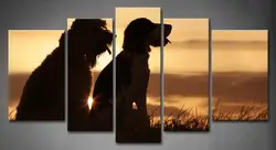 Настенная картина в рамке фотографии друзья Собака трава закат холст печати Офис Работа