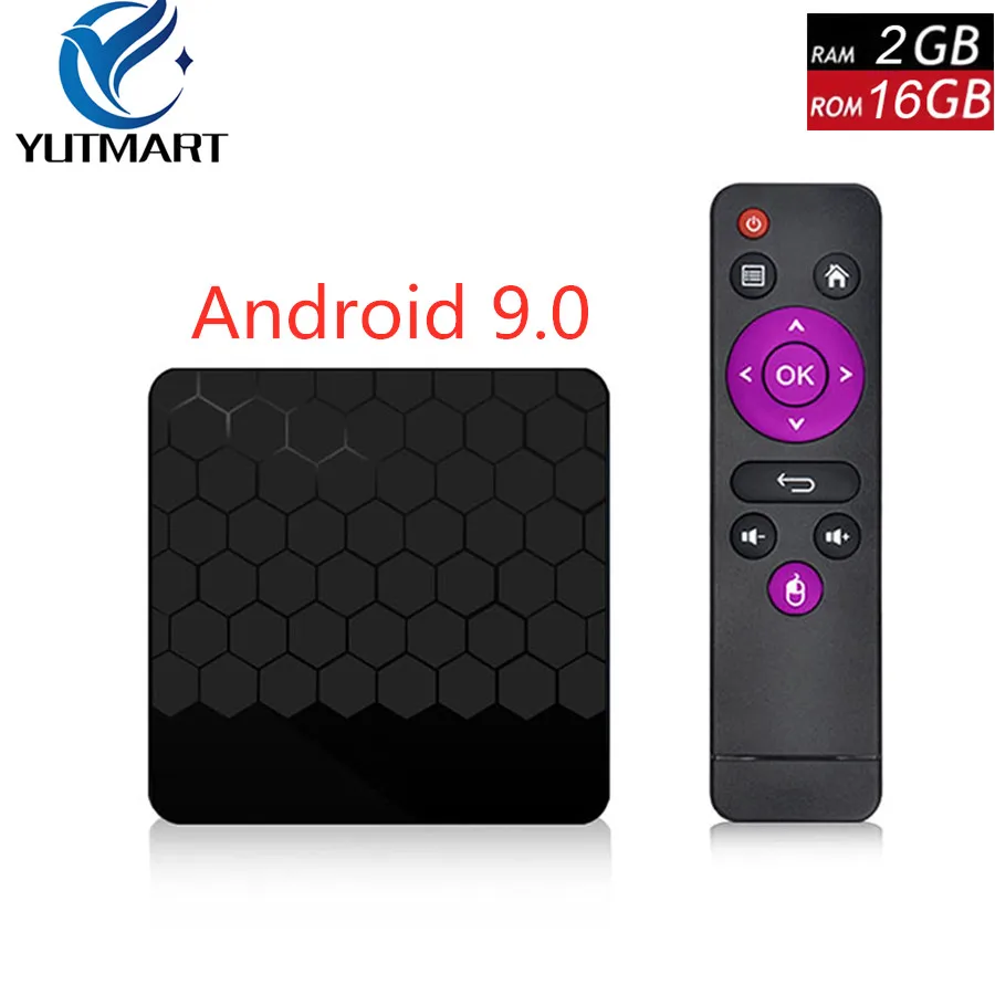 

YUTMART S9 PRO Android tv box android 9.0 2G/16GB Rockchip 3328 Quad-Core-A53 2.4G WIFI 4K Media player set top smart tv box