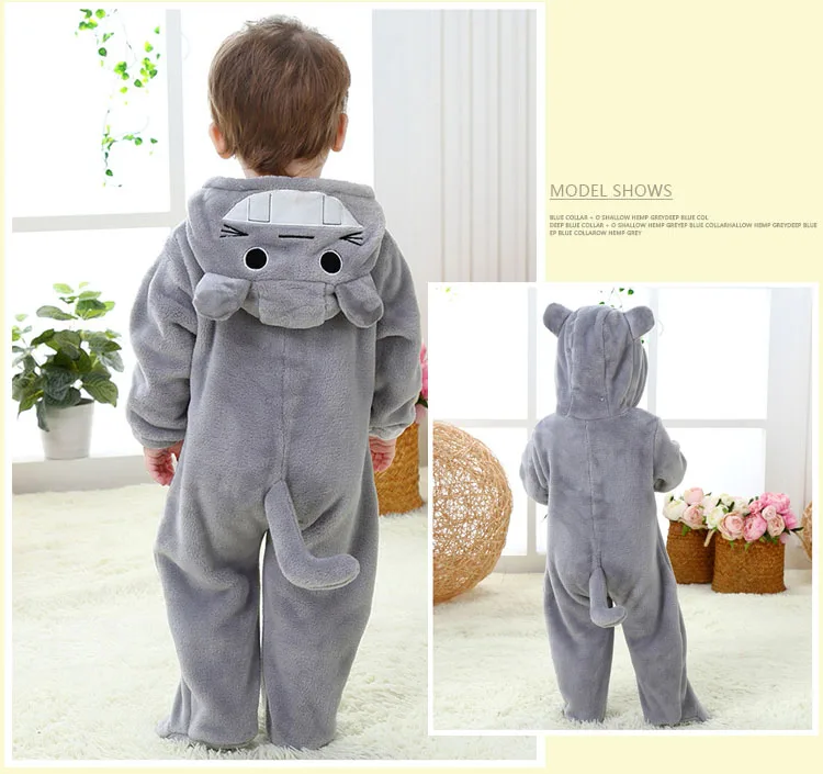 Baby Cartoon Rompers Newborn Hooded Toddler Clothing Boys Girls Minions Animal Jumpsuit Playsuit Costume Flannel Baby Rompers
