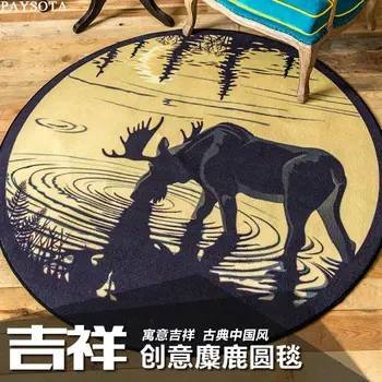 

PAYSOTA New Classical Chinese Ink Painting Carpet Contracted Circular Mat Computer Chair Cushion Living Room Floor Mats