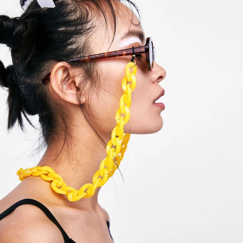 24 color acrylic candy color retro amber glasses chain creative concave shape glasses chain