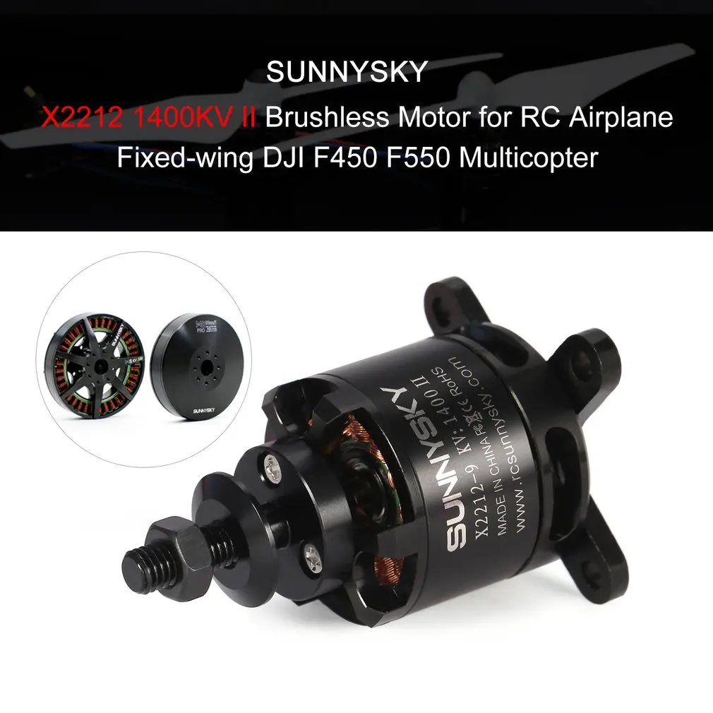 

Hot! SUNNYSKY X2212 1400KV II 2-4S Brushless Motor Short Shaft for RC 400-800g Fixed-wing Quad-Hexacopter Multicopter DJI F450