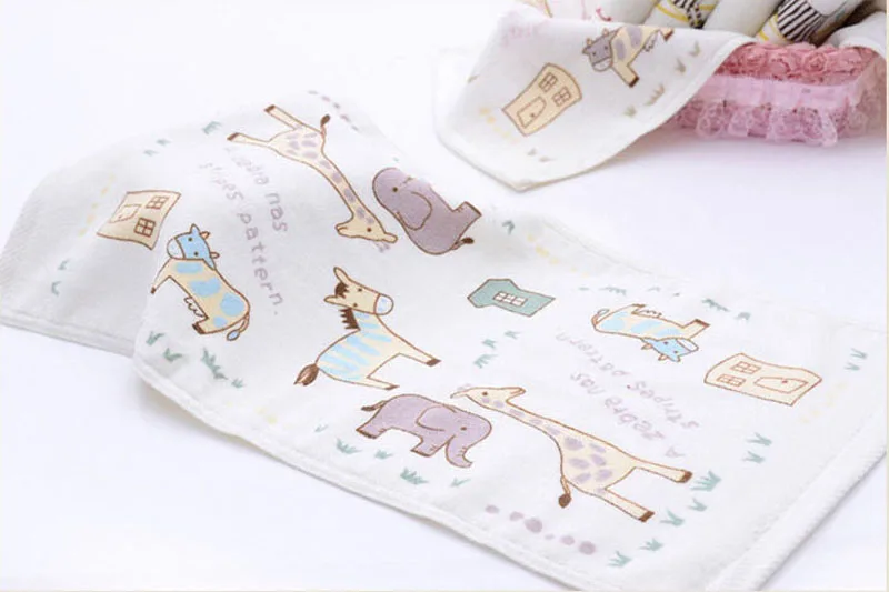 Cotton Baby Towel Washcloth Baby Feeding Baby Face Towels Washers Hand Cute Cartoon Wipe Wash Cloth Super Soft  Water Absorption (17)