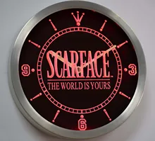 nc0153 Scarface The World is Yours Bar Beer Neon Sign LED Wall Clock