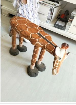 Hand-Carved Solid Wood Giraffe Shoes Stool Ornaments Seat Animal Shaped Wooden Chair for Baby Kids 1-4 Years Designer Furniture Hand-Carved Solid Wood Giraffe Shoes Stool Ornaments Seat Animal Shaped Wooden Chair for Baby Kids 1-4 Years Designer Furniture