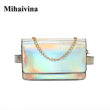 Mihaivina модная женская поясная сумка, Повседневная Лазерная цепочка, сумки на плечо, маленькие поясные сумки, нагрудная сумка для путешествий, поясная сумка