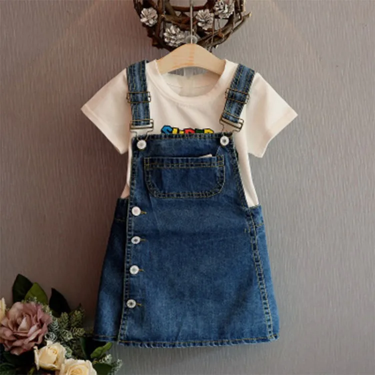 Hot 2018 dress Solid baby girl jeans dress for Newborn Blue Tassel cute