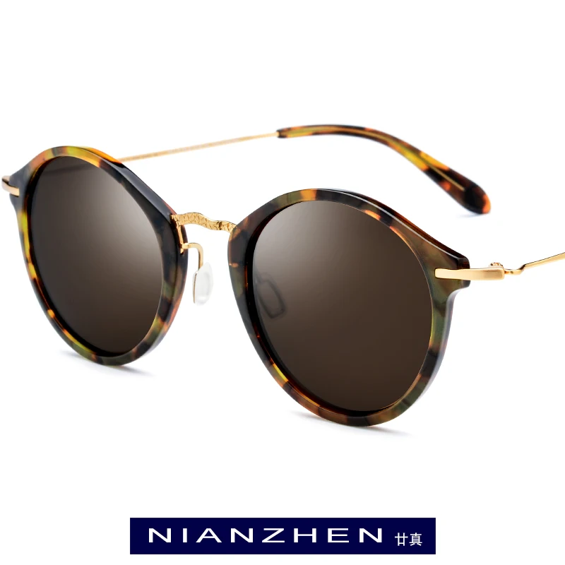 

Titanium Acetate Sunglasses Men 2019 Fashion Polarized Sunglass Brand Designer Vintage Round Sun Glasses for Women Shades T1852