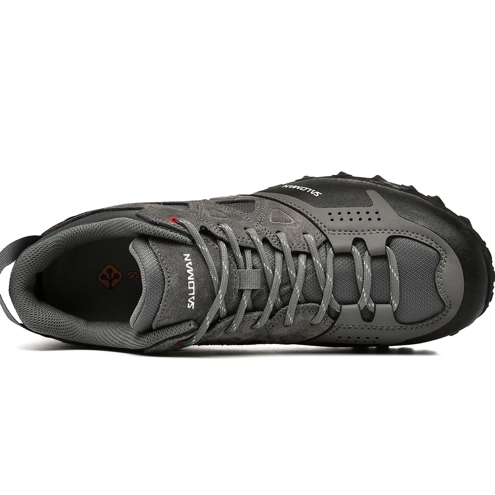 SALAMAN Men's Leather Outdoor Trekking Hiking Shoes Sneakers For Men Sport Climbing Mountain Tracking Shoes Sneaker Man 
