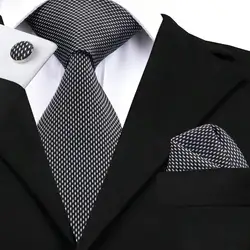 SN-466 черный, белый цвет новинка галстук, носовой платок, запонки наборы Для мужчин's 100% шелковые галстуки для Для мужчин формальный свадебный