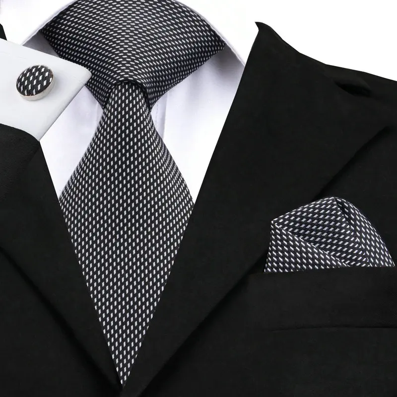 Buy SN 466 Black White Novelty Tie Hanky Cufflinks