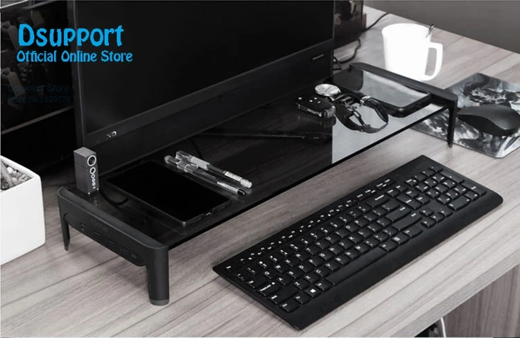  New Desktop Monitor Notebook Laptop Stand Space Bar Non-slip Desk Riser with 4ports USB Hub Data Tr