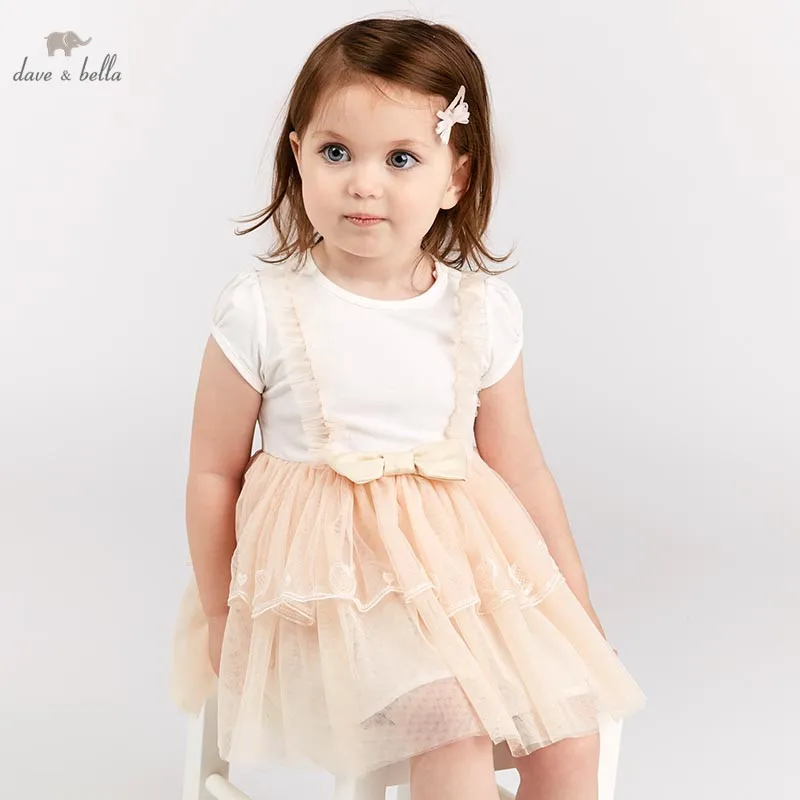 

dave bella baby girls Princess dress children infant toddler birthday party clothes kids summer Lolita layered dress DB7872