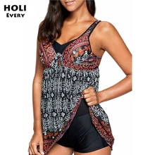 Купальная Одежда большого размера, цельный женский купальный костюм размера плюс, женское ретро платье для плавания с шортами, пляжный купальный костюм, может