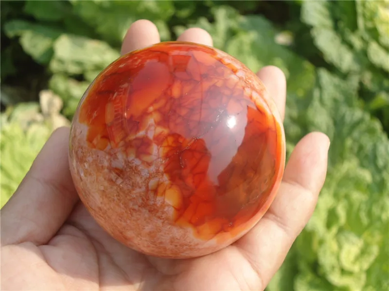 

430g 68mm NATURAL Red Agate QUARTZ CRYSTAL Sphere Ball HEALING Madagascar