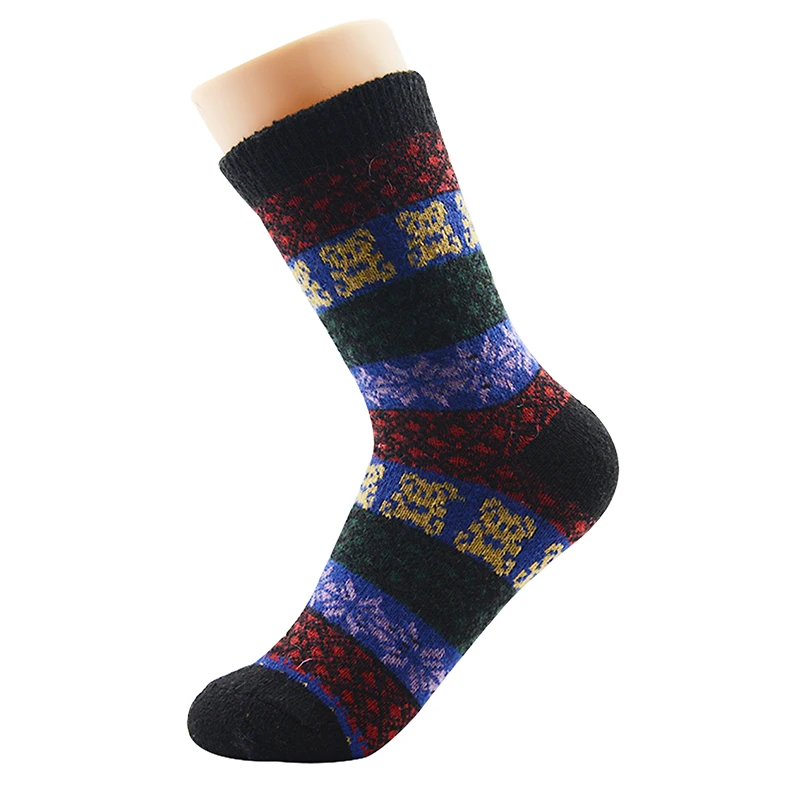 AZUE мужские/женские 5 пар винтажные зимние носки красочные повседневные шерстяные зимние носки с принтом в стиле ретро теплые носки