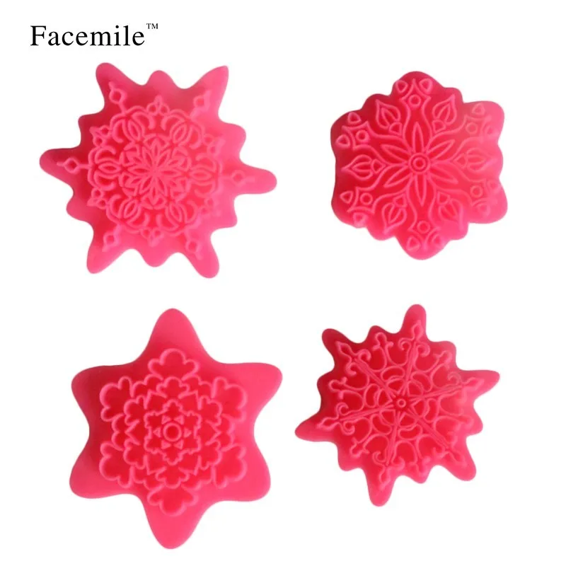 4Pcs/lot Flower Shape Cake Embosser Lace Press Mold Biscuit Stamps Fondant Sugarcraft Cookie Cutter Kitchen Tools Baking 51057