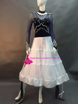 

Adult Standard Ballroom Dance Competition Dress New Arrival Black And White Sexy Women Stage Tango Waltz Ballroom Dresses