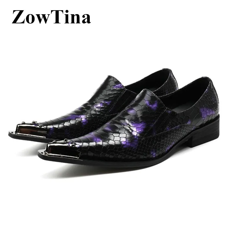 purple leather flats