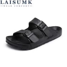 LAISUMK/Летняя мужская кожаная обувь с заклепками; нескользящие тапочки; легкие удобные модные пляжные сандали для досуга