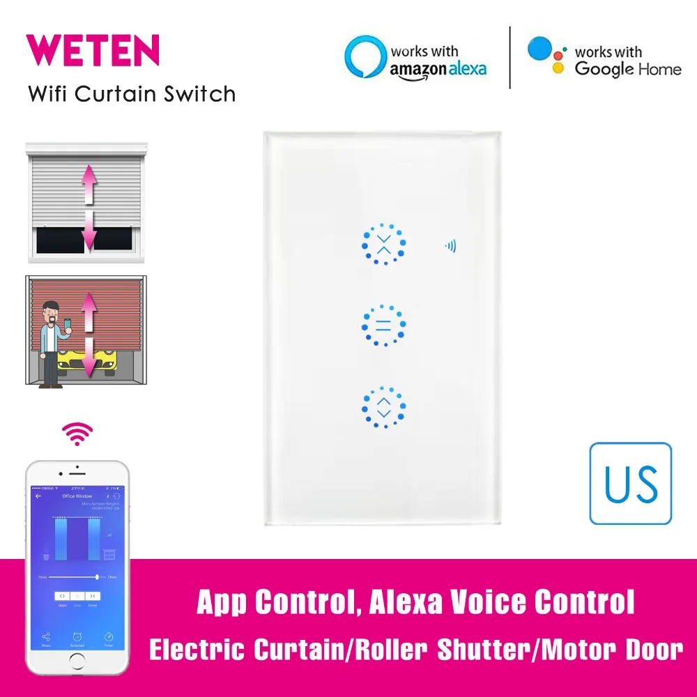 

Roller Shutter Wifi Switch for Electric Motorized Roller Blinds Curtains Switch Ewelink APP Voice Control with Alexa Google Home