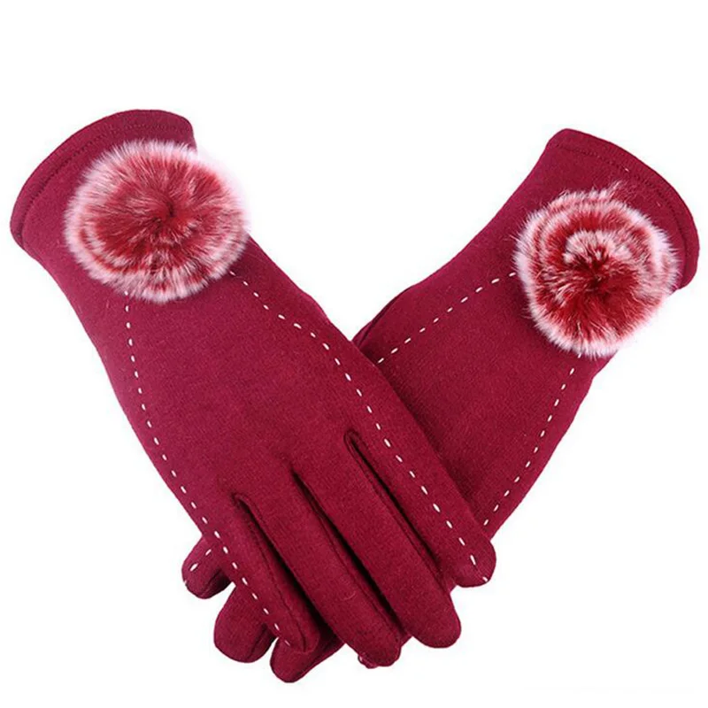 

Elegant Ladies Warp Knitted Velvet Touch Screen Gloves Women Winter Warm Cashmere Long Full Finger Cycling Gloves Mittens L48