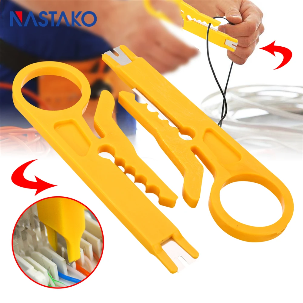 

10pcs/Pack Mini Cable Stripper Wire Stripper Cutter Network Cable Pliers Wire Cutter Stripping Punch Down Network Tools Yellow