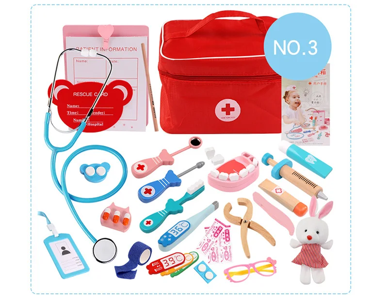 Brincar de Médico Médicos de Medicina de Madeira com Bolsa de Pano Crianças Jogo Brinquedos Grupo Cosplay Acessórios Ferramentas Dentista Brinquedo Educação Ty0396 13 De Madeira Com Saco de Pano Brinquedo Educação TY0396