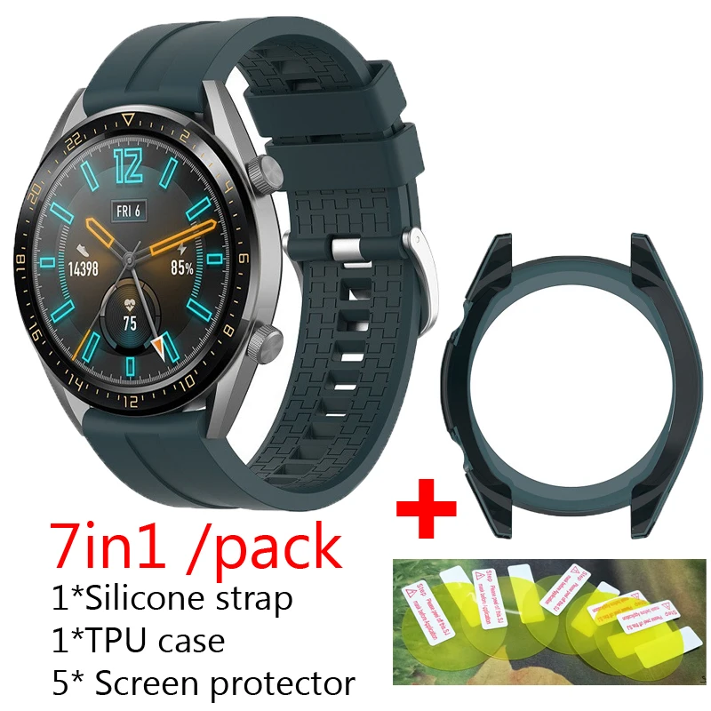 Смарт часы 7 в 1 для Huawei Watch GT 42 мм 46 силиконовый ремешок спортивный браслет + чехол