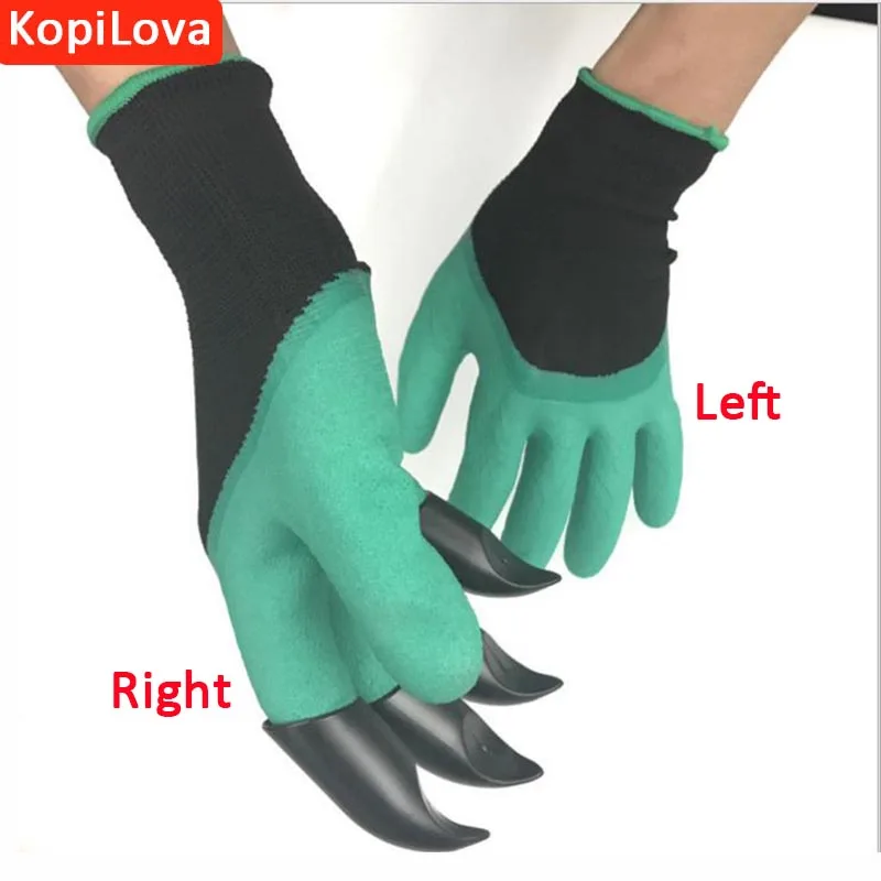 

KopiLova 2 Pairs Garden Work Gloves With 4 ABS Finger Claws Dig Rake Plant Gloves for Hands Protection Free Shipping