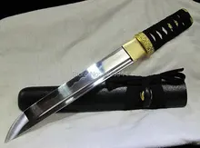 Manual forging JAPANESE Technique HANDMADE CLAY TEMPERED T10 TANTO SWORD Solid wood paint SHEATH cuprum fittings