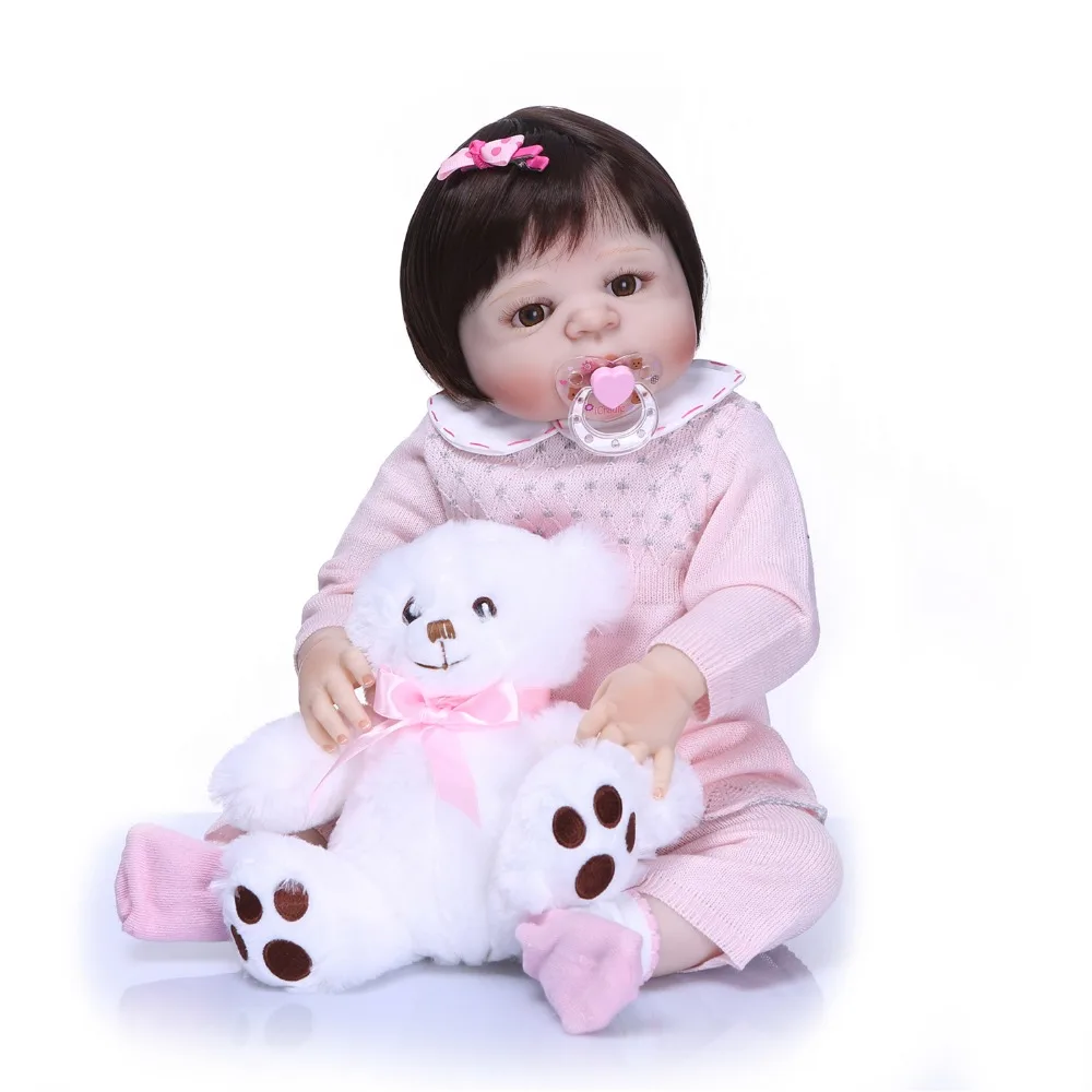 

Full Silicone Vinyl Baby Doll Princess Realistia Dolls 55CM Newborn Bebe Alive Children Birthday Gift Play House Bathe Toy