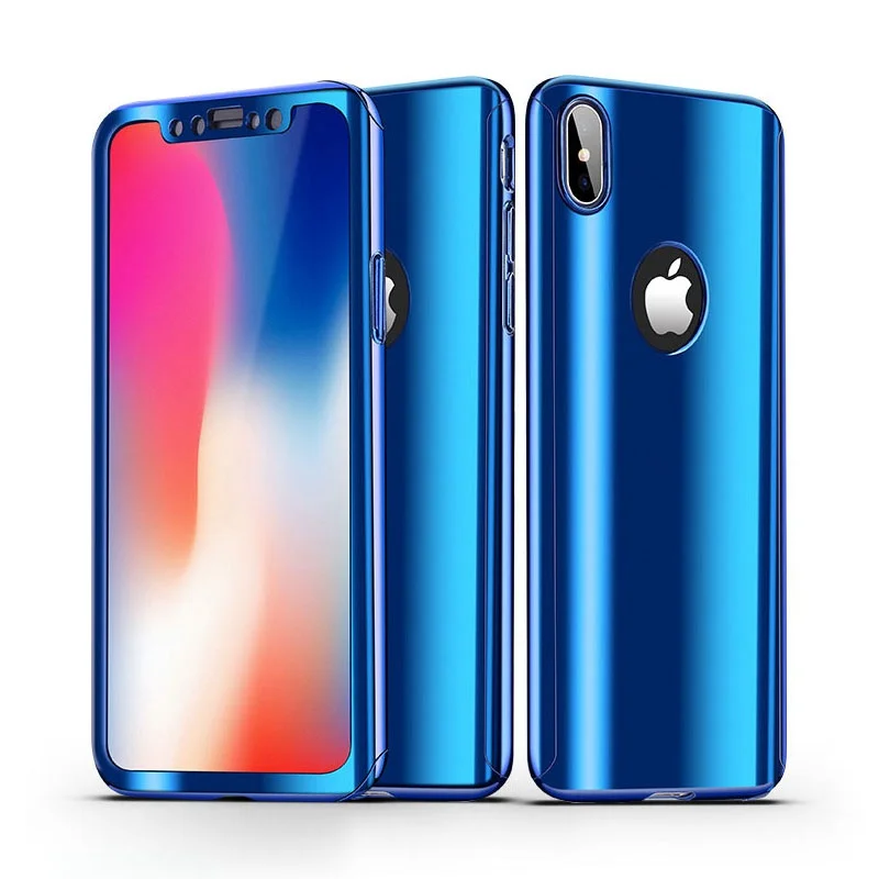 

360 Full Protective Cover for iPhone 7 8 plus Xr Xs Max Case 360 Protection Mirror Case For iPhone 6 6s se 5s Case Plasitc Cover