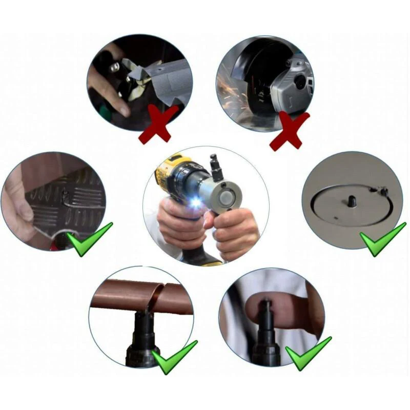 

Easy To Use 160A Set Metal Cutting Double Head Sheet Nibbler Saw Drill Cutter Tool Set