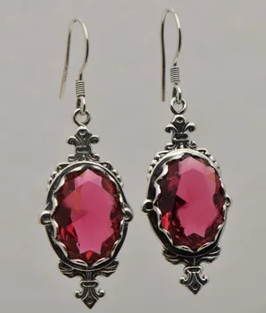 

Free shipping the 2015 new 7.1 ct ruby Edward 1910 vintage 925 sterling silver women long earrings