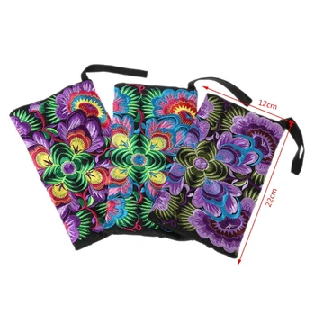 

New Women Girl Embroidered Wristlet Wallet Coin Purse Bag Ethnic Embroidery Handbag Presents Fashion Small Purse THINKTHENDO