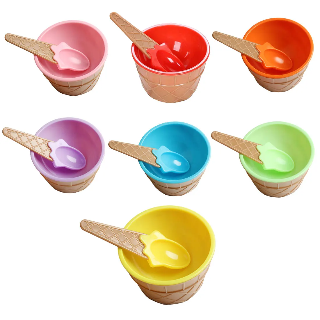 1 шт. многоразовая Милая чаша для мороженого с ложкой прекрасный подарок детям десертные чаши для мороженого чашка для мороженого 7 цветов