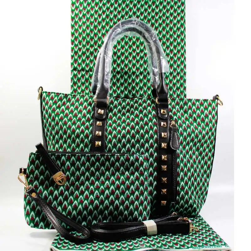 Micle африканские сумки для женщин сумочка высокое качество восковая сумка комплект анкара африканская вощеная ткань принтом для женщин платья 6 ярдов/лот - Цвет: SOFT ANKARA BAG SET