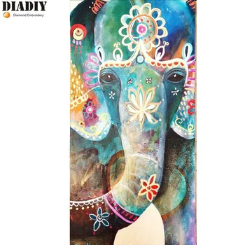 

5D DIY Diamond Painting Embroidery Colored elephant Full round Diamond Cross Stitch Rhinestone Mosaic Painting Decor Gift