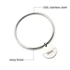 Gold Plating Steel Silver Color Pendant Charm Bangle Bracelet with Dangle Drop Simple Bangle For Women 2