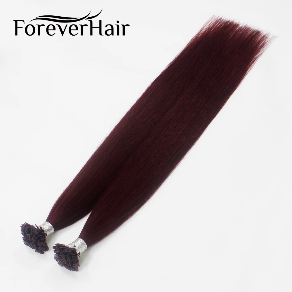 FOREVER HAIR 0.8g/s 16" 18" 20" 100% Remy Human Pre Bonded Flat Tip Hair Extension Straight Capsules Keratin Fusion Hair 40g/pac