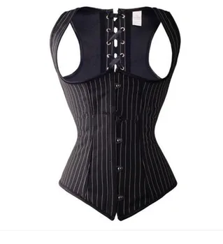 

Sexy Black Pinstripe Office Underbust Waistcoat Corset STEAMPUNK Secretary