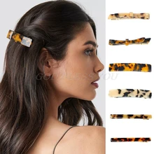 Horquillas de pelo francés geométricas de Ácido acético para mujeres y niñas, horquillas de primavera rectangulares con lazo de leopardo Tortie, pinzas metálicas para el pelo