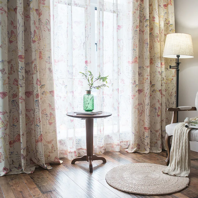 

Modern Curtains for Bedroom Beautiful Flowers Girls Window Curtains for Living Room Simple and Thickened Printed Pastoral Style