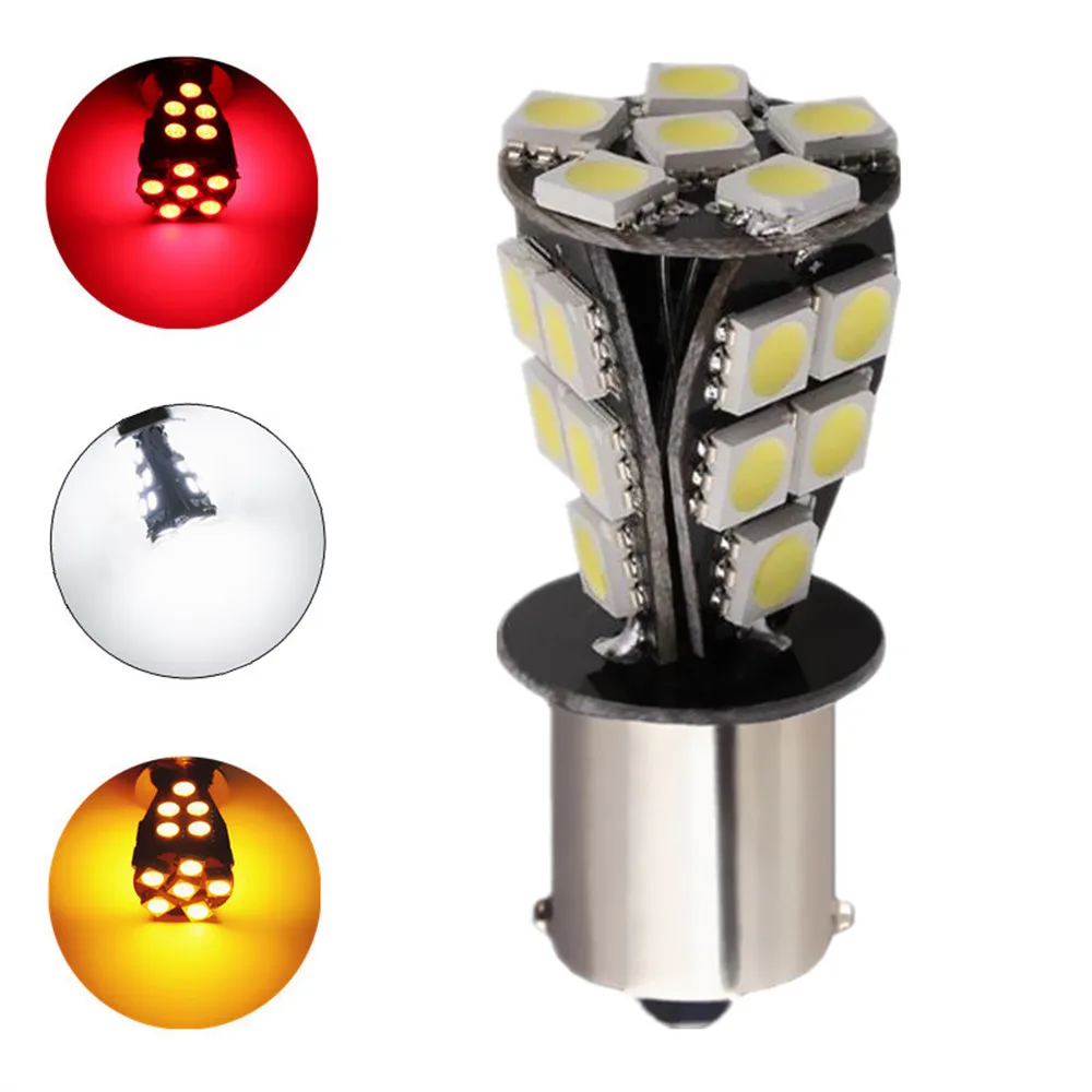 

1156 21 SMD BAU15S Red White Yellow led car bulbs canbus No Error py21w Lamp External Lights Car Light Source 12V