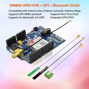 

Elecrow SIM808 Module Bluetooth Board GPS Shield for Arduino Quad-Band GPRS/GSM/GPS shield 2 in 1 Developed Board
