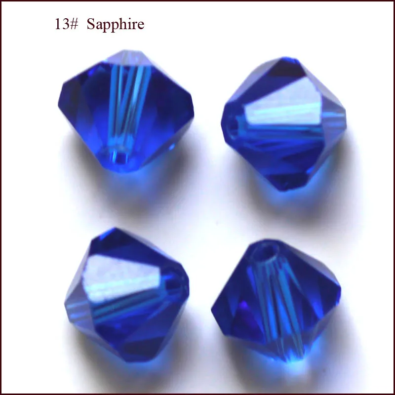 3 мм, 4 мм, 5 мм, 6 мм, 8 мм, 10 мм, 300 шт, стеклянные кристаллы, свободные граненые биконусные бусины 5301 для изготовления браслетов и ожерелий - Цвет: sapphire