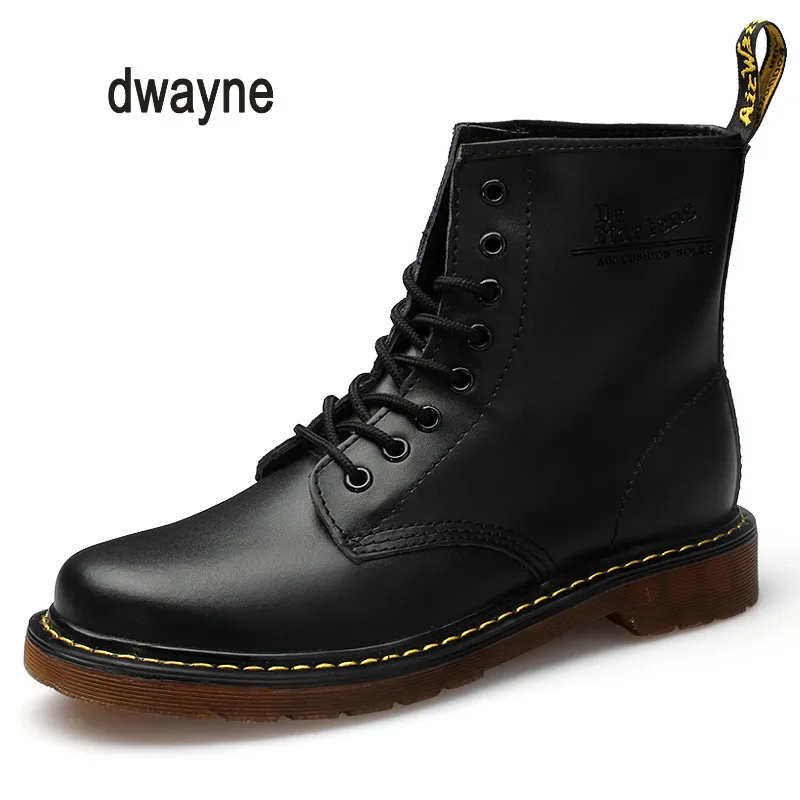 

Dwayne Brand Men's Boots Martens Leather Winter Warm Shoes Motorcycle Mens Ankle Boot Doc Martins Autumn Men Oxfords Shoe35-45